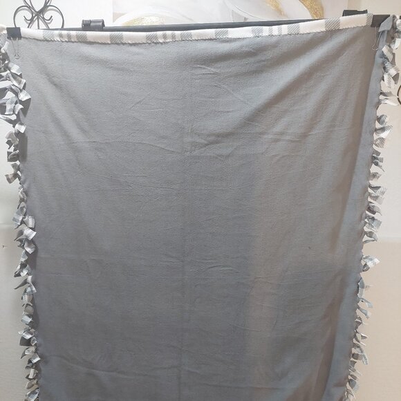 Gray & White Checks Double-Sided Fleece Blanket #8 (48in X 65in L) - Picture 3 of 5